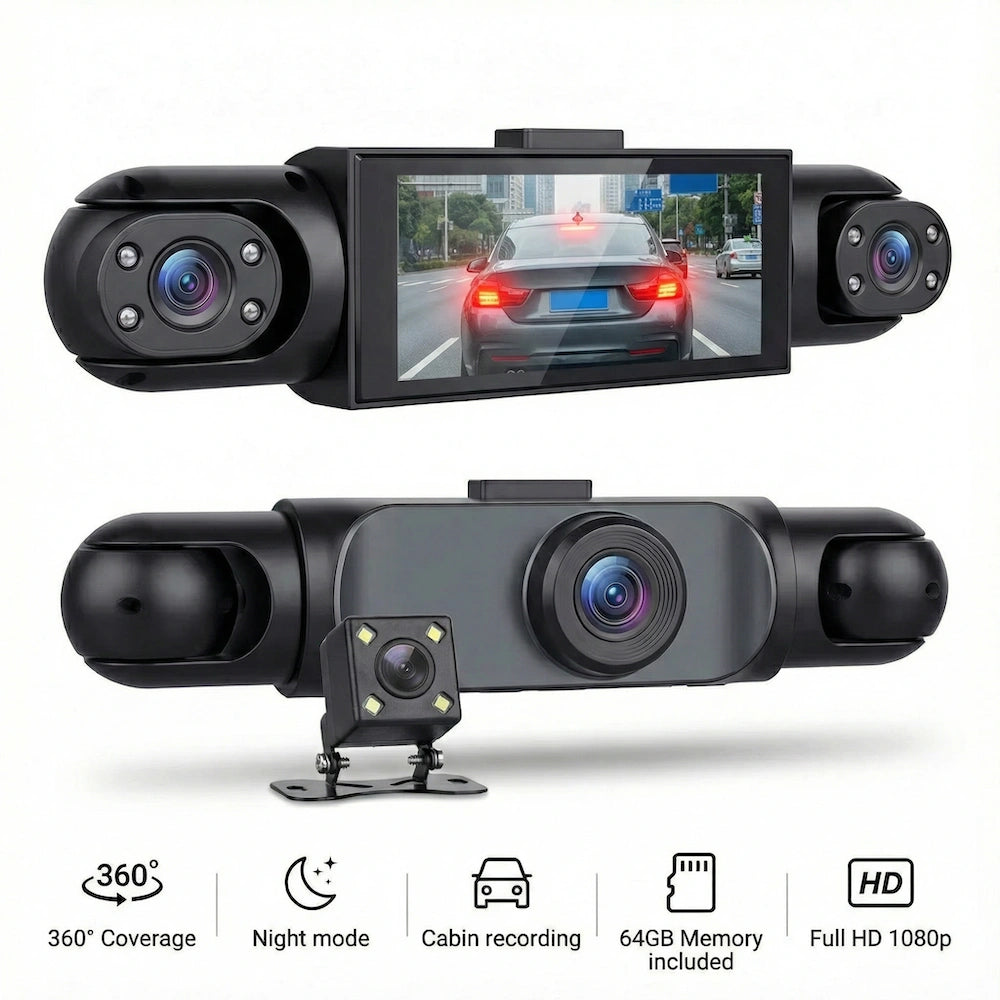 360° 4-Channel Dash Cam with WiFi & Night Vision