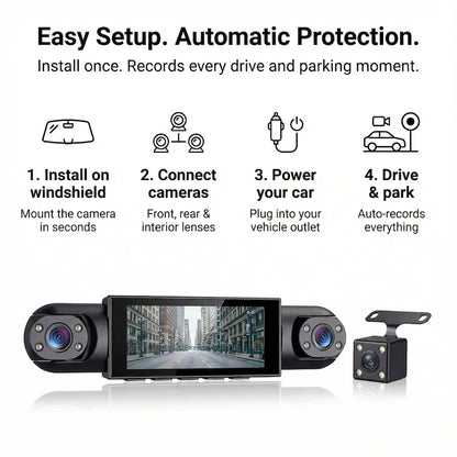 360° 4-Channel Dash Cam with WiFi & Night Vision