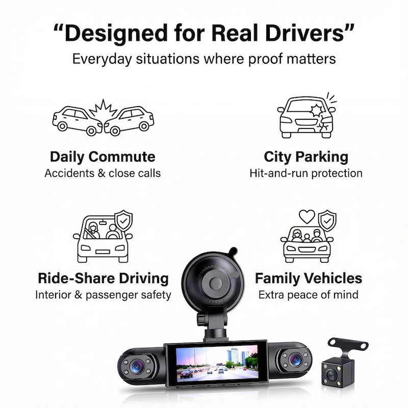 360° 4-Channel Dash Cam with WiFi & Night Vision