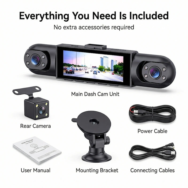 360° 4-Channel Dash Cam with WiFi & Night Vision