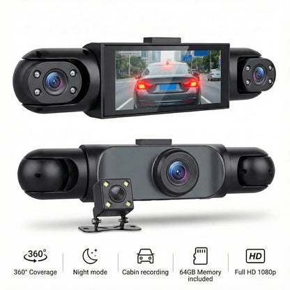 360° 4-Channel Dash Cam with WiFi & Night Vision